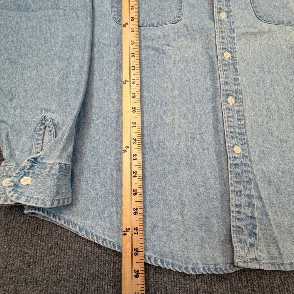 Harley-Davidson Denim Shirt Mens XL Light Wash Long Sleeve Biker FADE PLS READ - Picture 7 of 7
